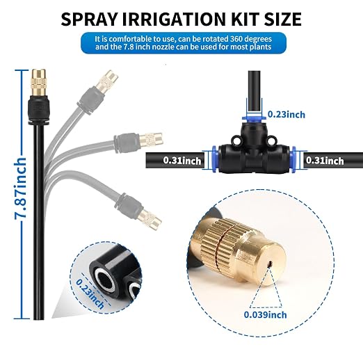 30FT Drip Irrigation System, Complete Garden Watering Kit with Rust-Proof Copper Nozzles - UV Stabilized Flexible Hose for Lawn, Greenhouse, Patio Plants
