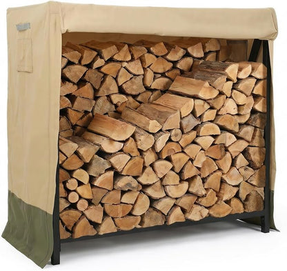 COWVIE Waterproof Firewood Rack Cover, 4 FT | Zipper and Air Vent, 600D Heavy-Duty, For Wood Rack, For Outdoor Firewood Storage Rack