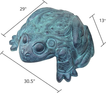 EMSCO Darwood Frog Hose Hider – Decorative Garden Hose Storage Statue – Holds 100 ft 5/8" Hose – Weather-Resistant Resin, Patina Finish