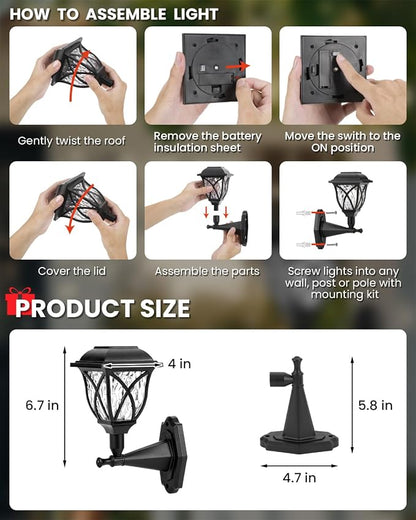 TISEJOY Solar Wall Lantern Outdoor Playhouse Light, Waterproof Decorative Solar Powered for Playground, Tree House, Storage Shed, Dog House, Garden Wall, Fence, Backyard, Outdoor Accessories (4 Pack)