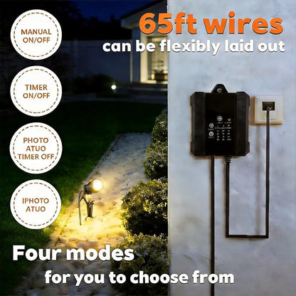 Low Voltage Landscape Lighting Kit, 8 Pack 5W LED Spotlight, 550LM IP65 Waterproof Outdoor Lights with Timer Function Transformer, 65FT Cable 2700K for Garden Yard Path