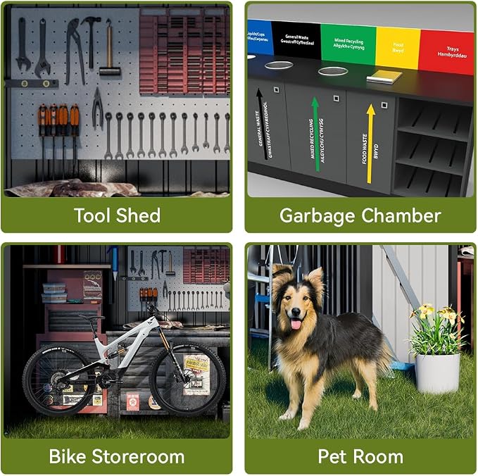 COMHOMA Outdoor Storage Shed Metal Garden Tool House Lockable | Sloping Roof and Air Vent Perfect for Backyard Patio Lawn and Poolside