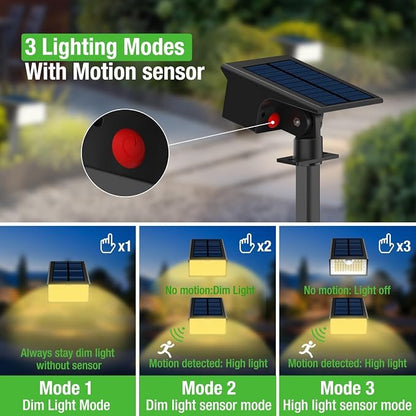 nipify 3 Pack 62 LED Solar Spot Lights Outdoor Motion Sensor with 3 Modes | 2-in-1, Auto ON/OFF, Solar Powered, Waterproof Landscape Spotlights for Outside Yard Wall Garden, Warm White