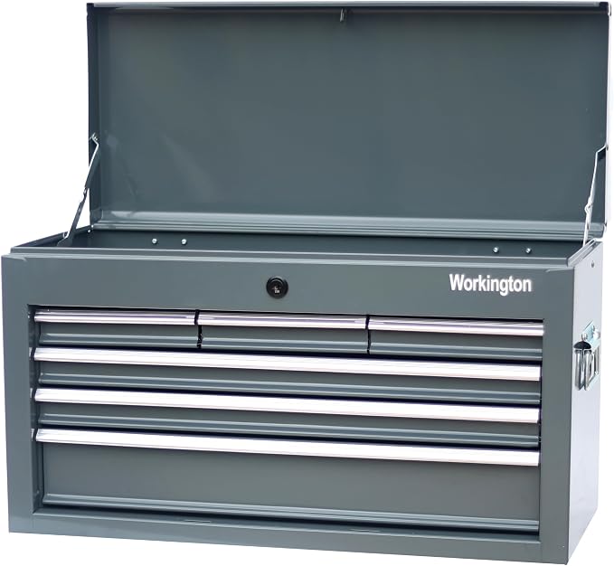 Workington Portable Metal Tool Chest with 6 Drawers, 24" 6-Drawer Tool Chest Cabinet with Ball Bearing Drawer Slides, Steel Tool Storage Box Organizer 4005 Gray
