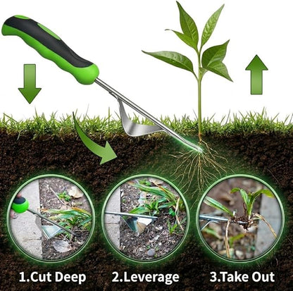 2-Piece Weeding Tool Set, Manual Weed Puller Tool, Crack Weeder Crevice Weeding Tool Stainless Steel, Paving Brick Moss Dandelion Removal, Weed Remover Tool for Garden Patio
