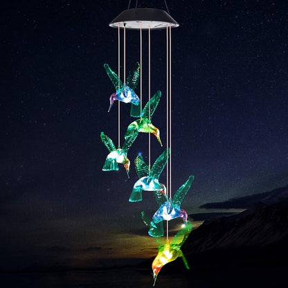 Wind Chime, Solar Hummingbird Wind Chimes Outdoor/Indoor,Birthday Gifts for Mom Grandma,Mother Outdoor Decor,Yard Decorations,Memorial Wind Chimes,Mom's Best Gifts,
