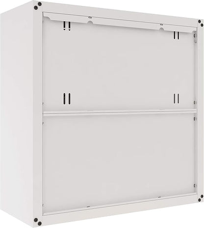 Floating Garage Storage Cabinet - Heavy-Duty Wall Mount Steel Cabinet, Lockable 2-Door Design, Removable Shelf, 44 lbs Capacity, Ready-to-Assemble Metal Garage Organizer (White and Grey)