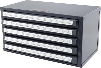 VEVOR Drill Bit Dispenser Cabinet, Five-Drawer Drill Bit Dispenser, 60-Compartment Drill Bit Organizer Cabinet, Drill Dispenser Organizer Cabinet Holder for Jobber Length Wire Gauge Sizes 1 to 60