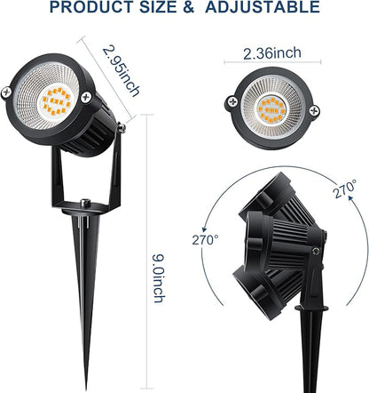 7W Low Voltage Landscape Lights with Connectors and Spike Stands (6 Pack) | 7W Low Voltage LED Landscape Lights with Connectors Outdoor 12V Super 900LM Warm White Waterproof Garden Pathway Lights