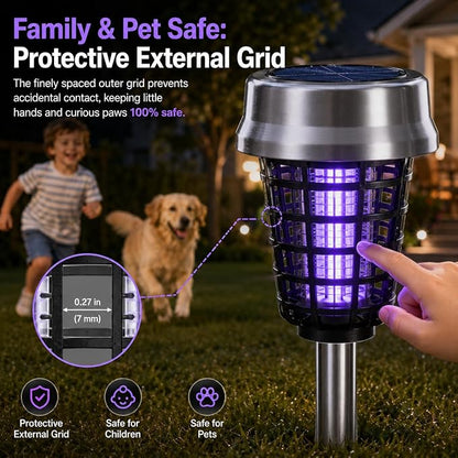 4Pack Solar Bug Zapper Outdoor Waterproof Mosquito Zapper | Outdoor with UV Light, Bug Zapper Repellent Trap, Outside Bug Repellent Trap Used to Keep Gnat Small Flying Mosquitoes