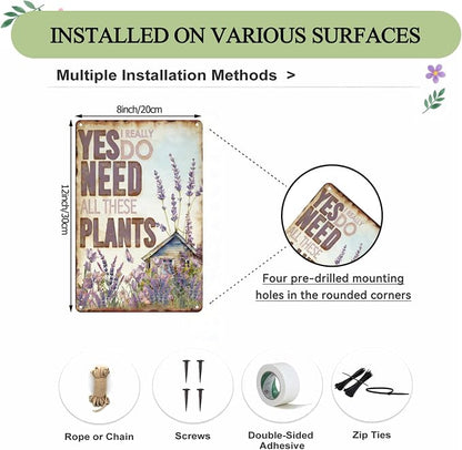 Funny Garden Metal Signs, Vintage Outdoor Wall Decor 8x12 Inch | Yes I Really Need All These Plants, Weatherproof Aluminum Sign for Patio Yard Greenhouse, Gift For Gardeners