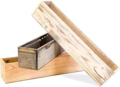 Wooden Planter Box, Rustic Barn Wood with Plastic Liner l Restaurant and Wedding Decorations l Wedding Bouquets, Table Centerpiece (20x4 Set of 2, Natural)