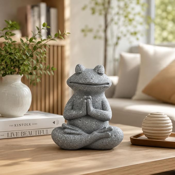 Yoga Frog Garden Statue 5.1'' H x 4.4'' W Meditating Zen Garden Gifts for Women/Mom Home Indoor/Outdoor Sculpture Decor, Animal Miniature Figurine for Fairy Home Patio Deck Porch Yard Art Office
