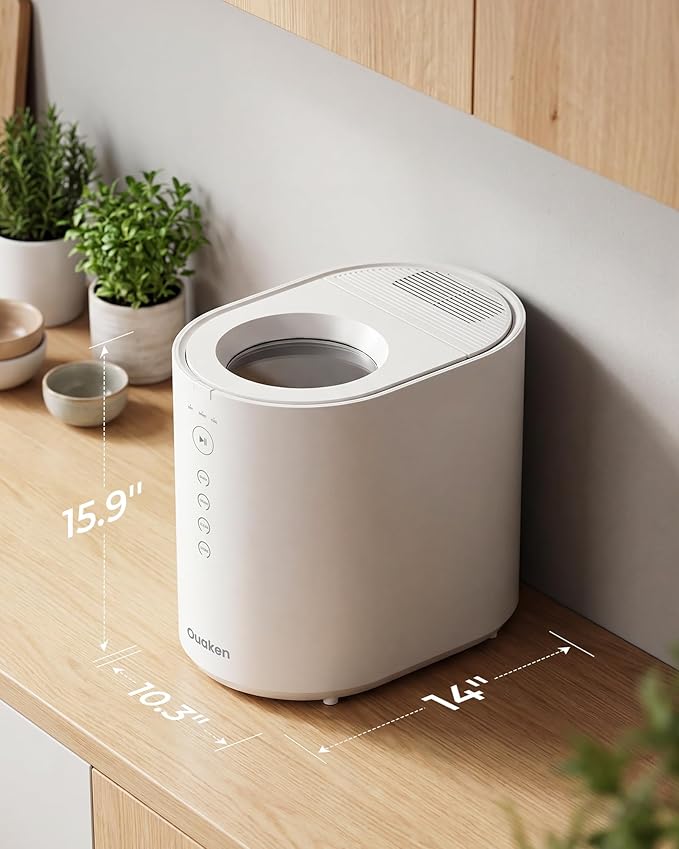 OK-255 Electric Composter for Kitchen, 5.5L Large Smart Countertop Compost Bin, Odorless, Quiet, Easy Clean, Turn Food Waste into Fertilizer, 2026 New Indoor Food Waste Compost Machine, White