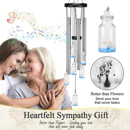 Virekm Friendship Wind Chimes, Small Outdoor Windchime for Patio Decoration, Garden Decor. Zen Garden Decor Christmas Mothers Day Mom Wind Chimes Gifts (Wishing Bottle)