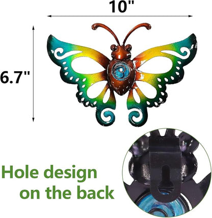 Garden Decor Metal Butterfly Wall decor, Wall Art Hanging for Patio Fence | BVLFOOK; 3D Design; Set of 3, 9 inch; Indoor & Outdoor; Great Gift for Family; garden décor; living room decor