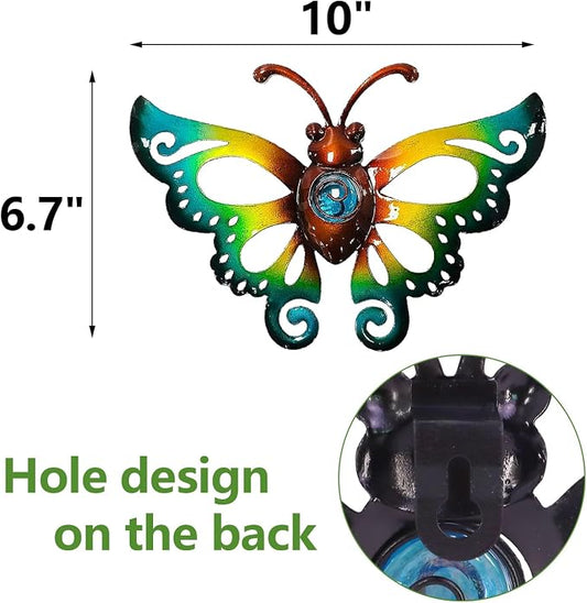 Garden Decor Metal Butterfly Wall decor, Wall Art Hanging for Patio Fence | BVLFOOK; 3D Design; Set of 3, 9 inch; Indoor & Outdoor; Great Gift for Family; garden décor; living room decor