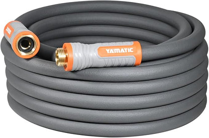 YAMATIC 40ft Flexible Garden Hose 5/8in with Swivel Handle, Burst 600 PSI | 40 Foot Lightweight Hybrid Water Hose with 3/4" Brass Connections for All Weather Lawn Yard Agriculture, Heavy Duty Material