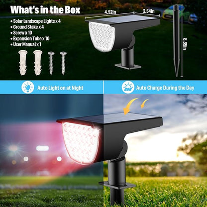 GKGG Solar Multicolor Lights Waterproof IP65, 8 Lighting Modes Solar Spot Lights Outdoor Yard Garden Landscape Pathway Decorations (Multicolor, 4 Pack)