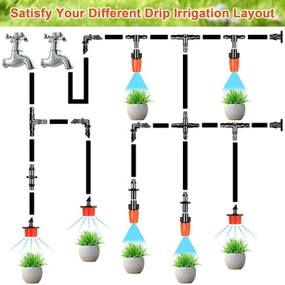 245 Pcs Drip Irrigation Fittings Kit for 1/4" Tubing：Gardrip 1/4 Inch Drip System Barbed Connectors (Nozzles, Nozzle Tees, Drippers, Single Barbs, Couplings, Tees, Elbows, Plugs, Crosses, Drip Stakes)