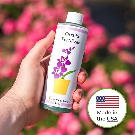 Perfect Plants Liquid Orchid Fertilizer 8oz. | Plant Food for All Epiphytic Varieties | Encourages Repeating Colorful Booms