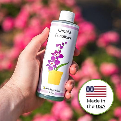 Perfect Plants Liquid Orchid Fertilizer 8oz. | Plant Food for All Epiphytic Varieties | Encourages Repeating Colorful Booms