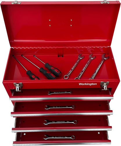 Workington Portable Metal Tool Chest with 4 Drawers, 20" 4-Drawer Tool Chest Cabinet with Ball Bearing Drawer Slides, Steel Tool Storage Box Organizer 4004 Red