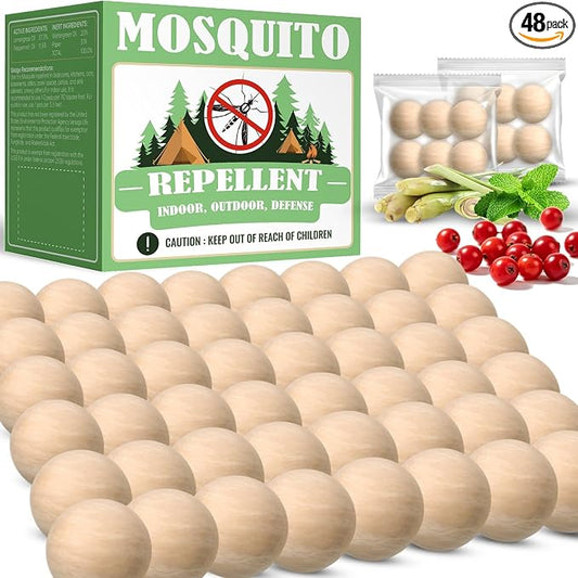 Mosquito Repellent for Patio 48 Balls - Natural Mosquito Repellent Indoor & Outdoor Use, Mosquito Deterrent for Yard - Long Lasting Mosquito Control for Camping, Travel & Home