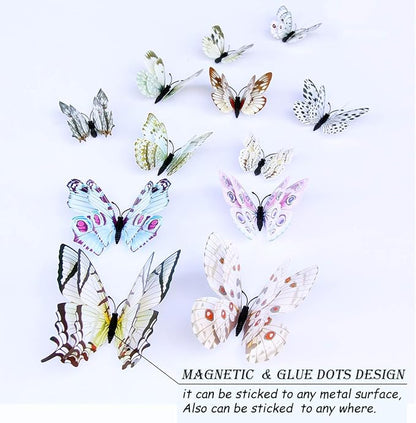 OPSEAM Butterfly Wall Decor 24/48 PCS, 3D Butterflies Stickers for Party Decorations with Magnets (White, 48)