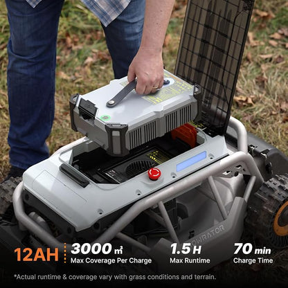 Mowrator S1 2WD 56V 12Ah Remote Control Lawn Mower, 45% (24°) Slope, Upgraded with Grip Tread Tires & Metal Hubcaps, 21" Steel Blade, 1.8–4.6" Height, Covers up to 0.75 Acre, Mulching Blade Included