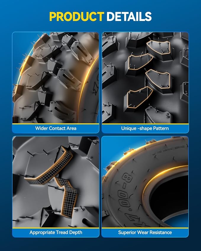 PHILTOP 19x7-8 ATV UTV Tires, 4-Ply Super Mud 19x7-8 ATV All-Terrain Tires for Riding Mowers, Golf Carts, Off-Road,2 Pcs,Tubeless (Z-124)