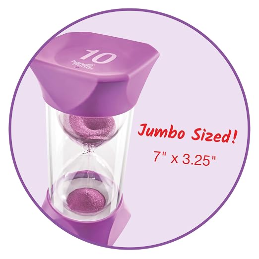 hand2mind Jumbo 10 Minute Sand Timer, Large Hourglass, Shower Timer for Kids, Sand Clock, Toddler Visual Countdown for Classroom, Game and Calm Down Corner Supplies (Set of 1)