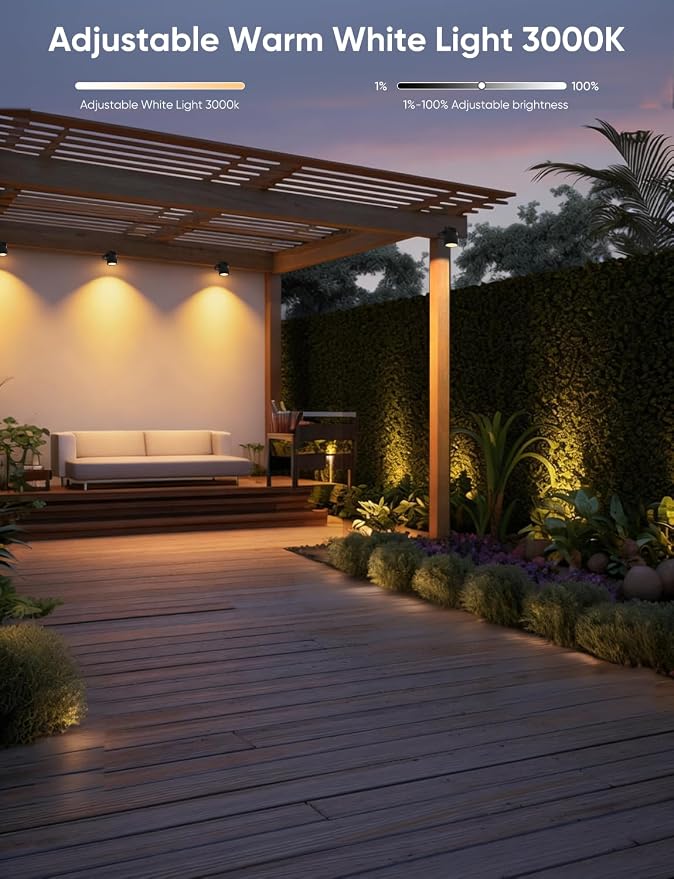 APPECK Landscape Lighting, RGBW Low Voltage Landscape Lights with APP Control, IP65 Waterproof Outdoor Spot Lights, Color Changing Spotlights for Yard, Garden,Trees, Patio & Holiday Decor, 8 Pack