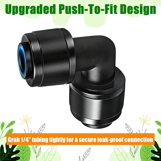 30 Pieces 1/4 Inch Drip Irrigation Elbow Fittings - 1/4'' Drip Line Push-to-Fit Connectors for 1/4 Inch Drip Irrigation Tubing Leak Free Lock Elbow Parts for Drip Irrigation System