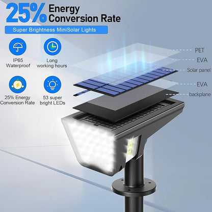 Latband Solar Spot Lights Outdoor IP65 Waterproof, 53 LEDs Solar Powered Garden Yard Lights Outdoor 3 Modes Landscape Spotlight Wall Light with Auto On/Off for Driveway Porch 2 Pack (Cool White)