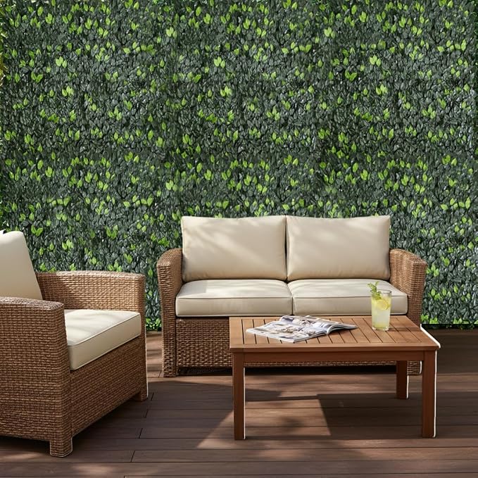 Artificial Grass Wall Panels 8Pcs 10"x10" Greenery Backdrop Fake Hedge Wall Panels Realistic UV-Resistant for Creating Privacy barriers on Balconies, patios, and backyards