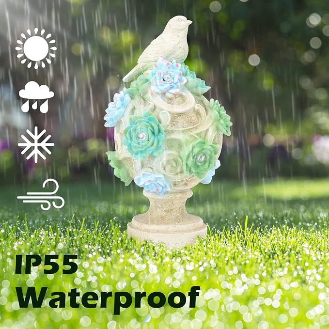 WONDER GARDEN Bird Statue with Solar Light, Resin Birds Figurines, Outdoor Dove Garden Statues, Waterproof Lawn Yard Patio Ornaments Statuary Decorations