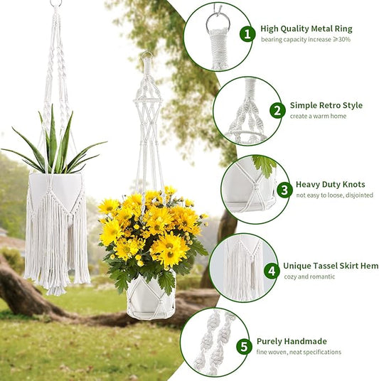 SFENNGPET Macrame Plant Hangers, 6Pack Hanging Planters for Indoor Plants w/ 6 Set Hangers Kit Handmade Macromay Plant Hangers Indoor Flower Pots Holder Stand for Boho Home Décor (POTS NOT Included)