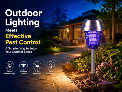 4Pack Solar Bug Zapper Outdoor Waterproof Mosquito Zapper | Outdoor with UV Light, Bug Zapper Repellent Trap, Outside Bug Repellent Trap Used to Keep Gnat Small Flying Mosquitoes