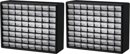 Akro-Mils 64-Drawer Plastic Storage Cabinet, 20-Inch W x 6-Inch D x 16-Inch H | Black | Model 10164 | Garage Organization