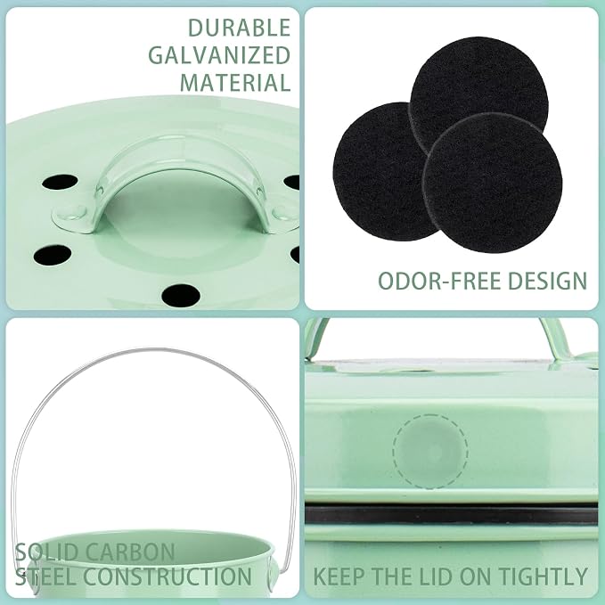 MUMTOP Compost Bin Kitchen Countertop Composter with lid – Small Compost ContainerI Includes Inner Compost Bucket Liner & Charcoal Filter