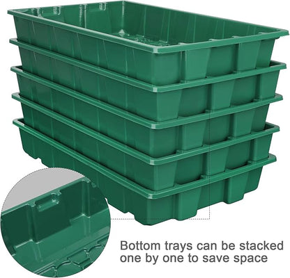 MIXC Seedling Trays Seed Starter Tray, 10-Pack Mini Propagator Plant Grow Kit Greenhouse with Humidity Vented Domes and Base for Seeds' Starting (40 Cells Per Tray, Total 400 Cells), Green
