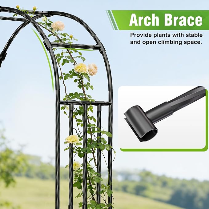 Garden Arbor - 7.9x3.9ft PE+Metal Garden Arch Trellis for Climbing Plants, Wide Sturdy Garden Arch, Ideal for Vines, Weddings, Halloween, Christmas & Outdoor Decor (Black)
