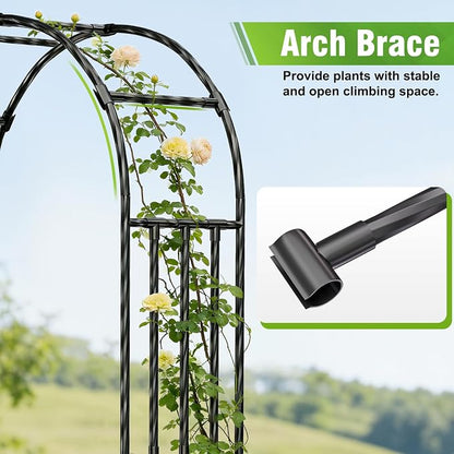 Garden Arbor - 7.9x3.9ft PE+Metal Garden Arch Trellis for Climbing Plants, Wide Sturdy Garden Arch, Ideal for Vines, Weddings, Halloween, Christmas & Outdoor Decor (Black)