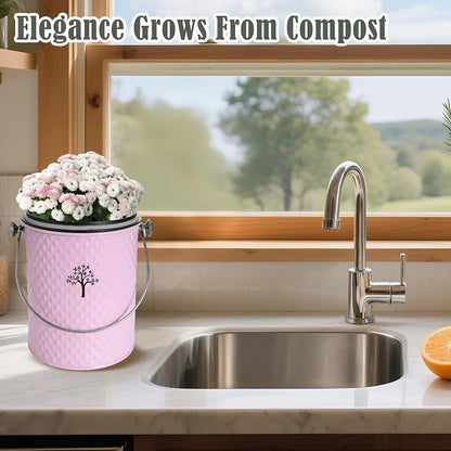 AOSION Countertop Compost Bin, Odor-Free Food Waste Container with 50 Bags | 1 Gallon Container,2 Carbon Filters,Compost Bucket, coffee grounds