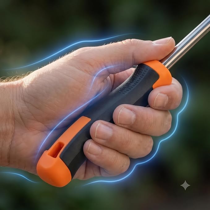 Premium Weed Puller Tool, 2-in-1 Garden Weeder Hand, Stainless Steel Gardening Accessories with 4 Sharp Teeth Remover, Weeding Supplies for Landscaping Essentials (Rubber Handle)