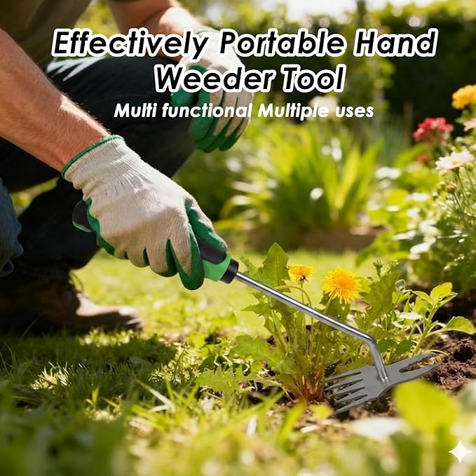 Ocean Pearl Weed Puller Tool, Weed Puller Hand Weeding Tool, Weeder Tool, Weed Remover Tool for Garden Tools & Gardening Hand Tools, Manual Dandelion Root Remover, Ergonomic Handle for Lawn Yard
