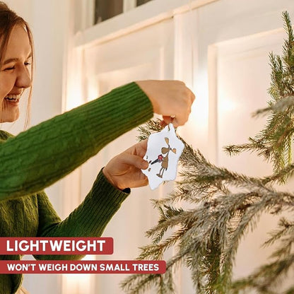 3dRose ORN_263877_1 Funny Cute Moose Using Leaf Blower Yard Work Cartoon Snowflake Ornament, 3"