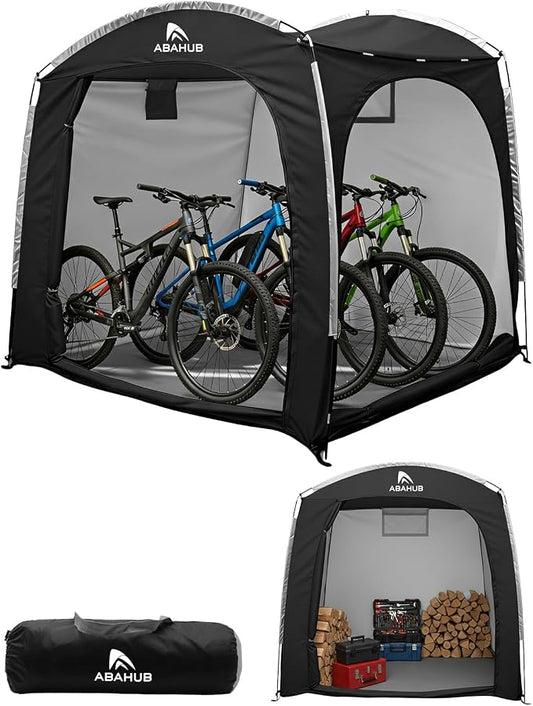Abahub Portable Bike Storage Shed Tent, 86.7" × 59" × 67", Outdoor Silver-Coated Bicycle Shelter, PU4000 Waterproof 210D Oxford Fabric