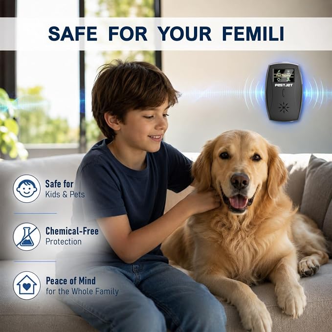 Smart Ultrasonic Pest Repeller with LCD Display – Indoor Outdoor Use – Electromagnetic Pest Control Device for Mice, Rats, Bats, Squirrels